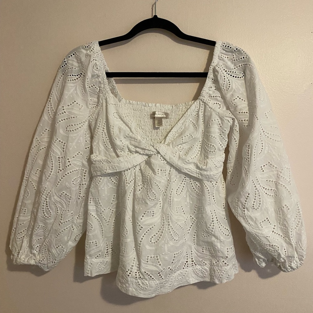 Banana Republic White Eyelet Blouse